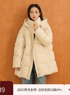 AIRIQI商场同款25冬新款连帽宽松90白鸭绒泡芙羽绒服女AX54YR026