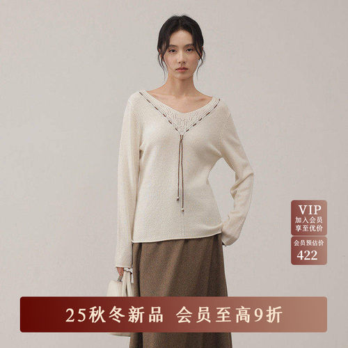 AIRIQI25冬新款V领羊毛针织衫