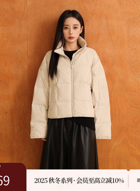 AIRIQI商场同款25冬新款宽松90白鸭绒短款立领羽绒服女AX54YR105