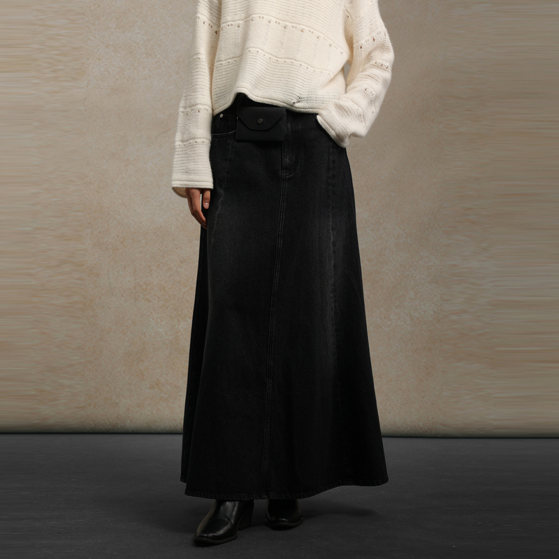 AIRIQI25冬新款牛仔鱼尾半身裙