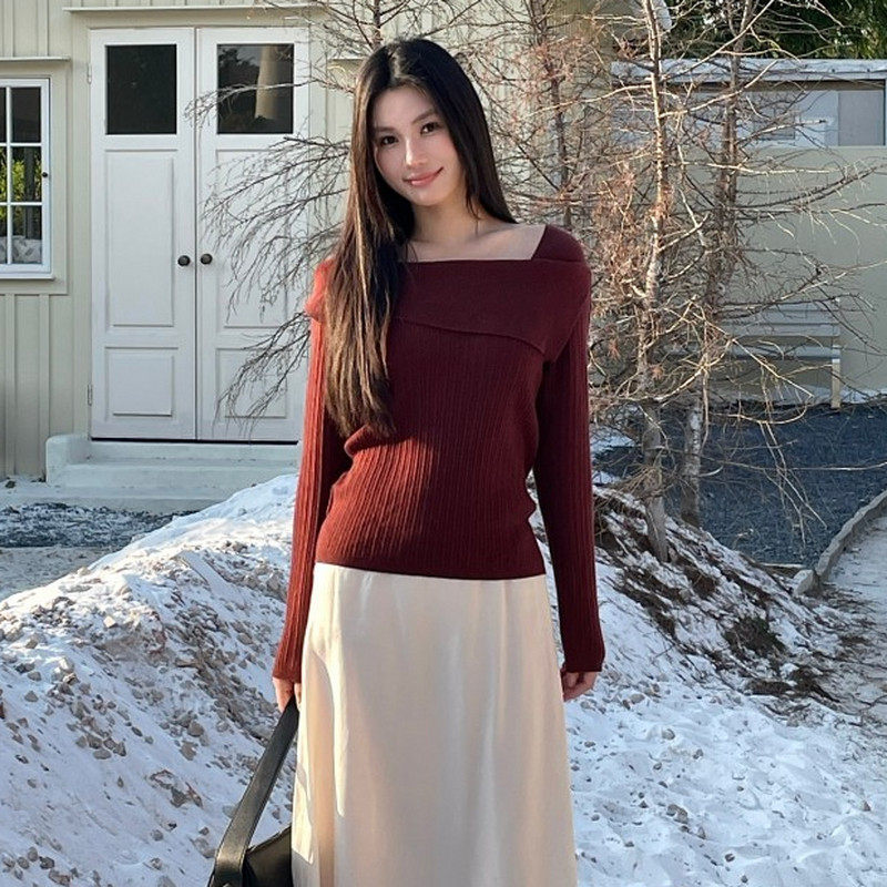 AIRIQI春季新款气质层次感纯欲风一字肩竖坑条针织衫女AH51MS056,女装/女士精品,毛针织衫,淘宝优惠券,粉丝福利购,淘宝优惠卷