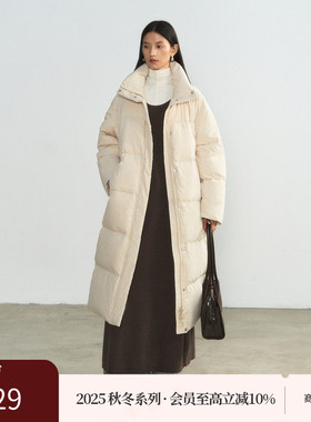 AIRIQI商场同款25冬新款休闲宽松翻领显瘦中长款羽绒服AX54YR041
