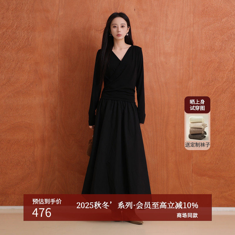 AIRIQI25秋新款修身长袖连衣裙