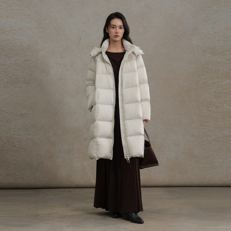AIRIQI25冬新款连帽白鹅绒羽绒服
