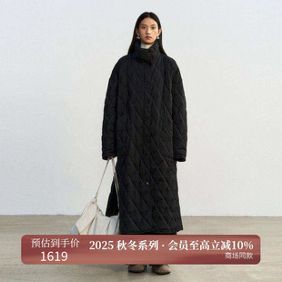 AIRIQI商场同款25冬新款轻薄立领菱格纹下摆开叉羽绒服AX54YR034