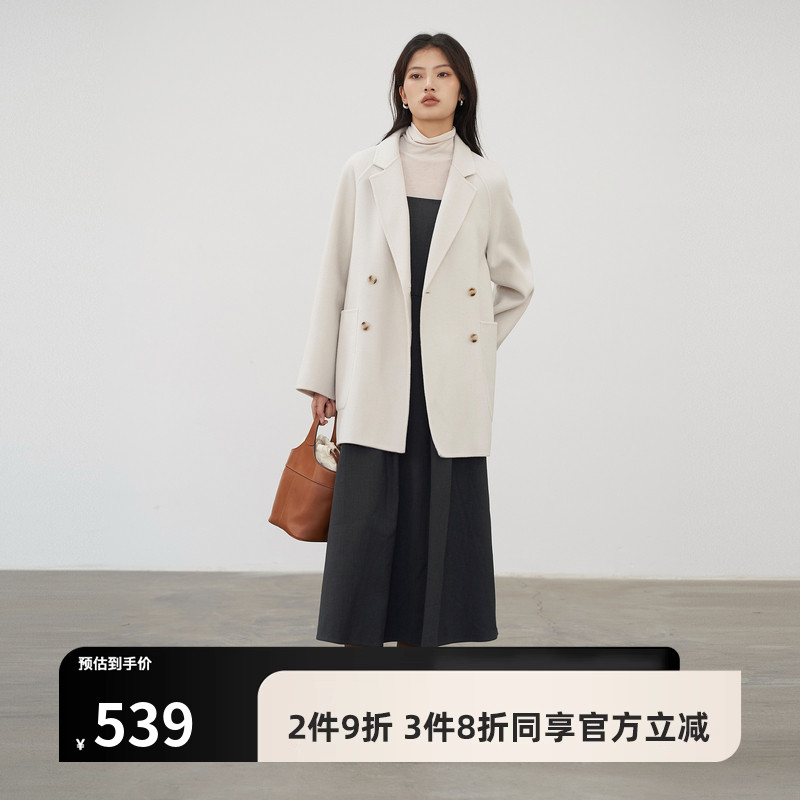 【黑标BAIZHUO】冬季新款休闲小个子宽松西装毛呢外套BZ34
