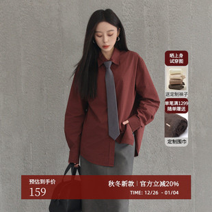 女AY44CS222 休闲极简通勤风全棉宽松显瘦落肩衬衫 AIRIQI冬季 新款