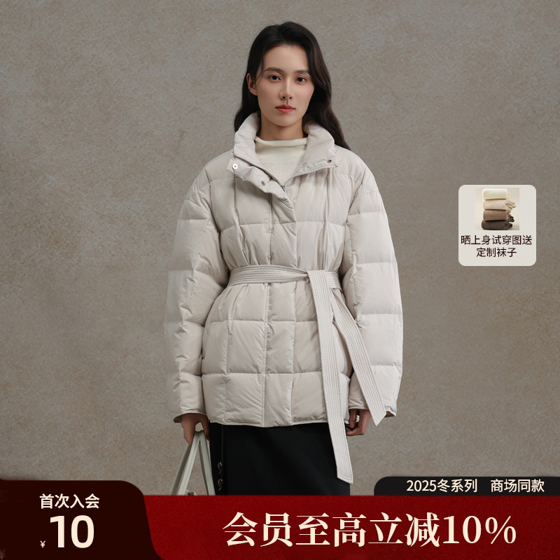 AIRIQI25冬新款高领方格羽绒服