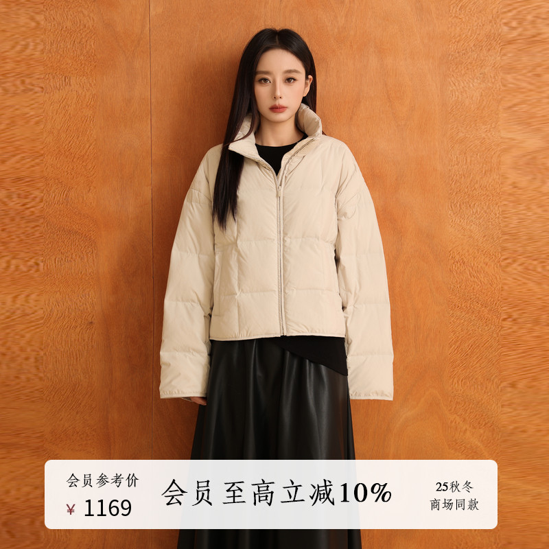 AIRIQI25冬新款短款立领羽绒服
