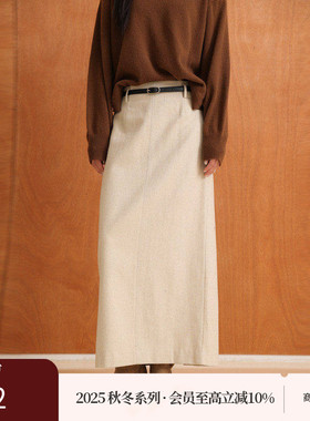 AIRIQI商场同款25冬新款简约百搭休闲气质直筒半身裙女AH54BQ375