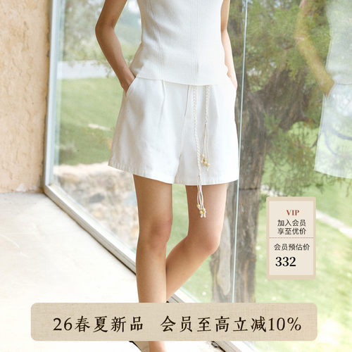 AIRIQI26夏新款棉麻牛仔短裤