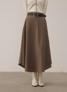 黑标BAIZHUO商场同款25冬新款简约百搭通勤羊毛半身裙女AZ54BQ418