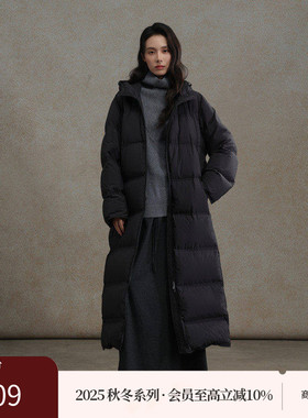 AIRIQI商场同款25冬新款休闲连帽长款防寒宽松羽绒服女AX54YR038
