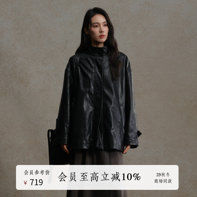 AIRIQI25冬新款廓形pu棉服外套