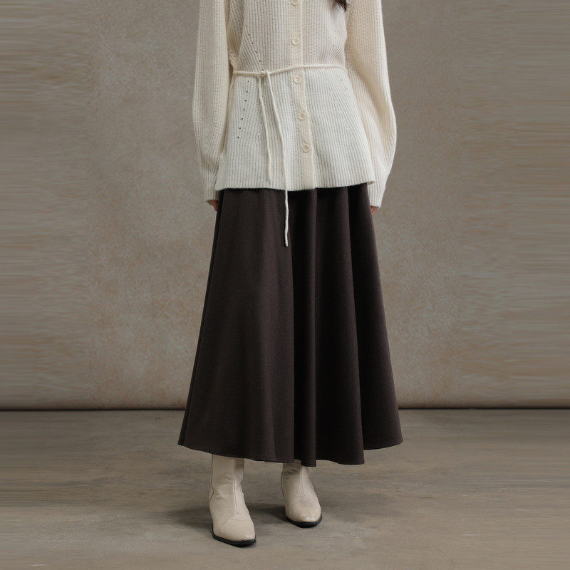 黑标BAIZHUO商场同款25冬新款宽松大摆A字裙羊毛半身裙AZ