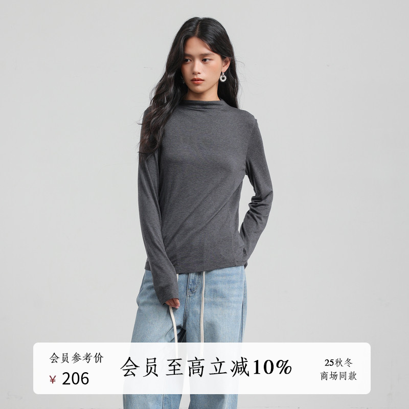 AIRIQI25冬新款小立领针织打底衫