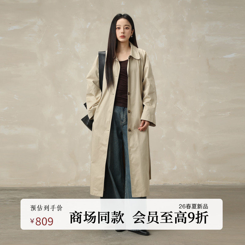 AIRIQI商场同款26春新款休闲通勤廓形轻量感风衣外套女AH6