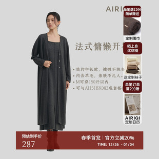 羊毛针织开衫 慵懒风休闲宽松V领落肩长款 AH51KS079 新款 AIRIQI春季