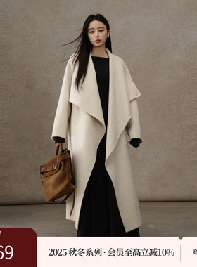 黑标BAIZHUO商场同款25冬新款休闲通勤立体剪裁毛呢外套AZ54DY540