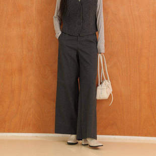 休闲裤 优雅质感高腰显瘦直筒西装 女AZ44CK603 新款 黑标BAIZHUO冬季