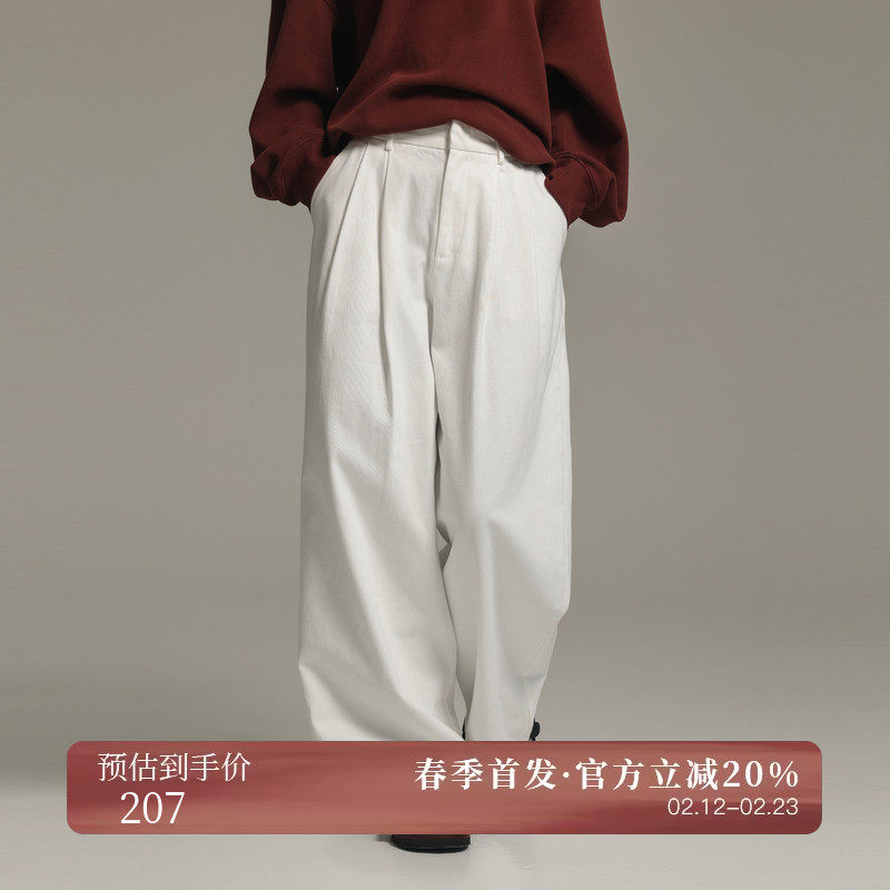 AIRIQI春季新款垂感复古松弛感直筒廓形立体裁剪休闲裤AX44