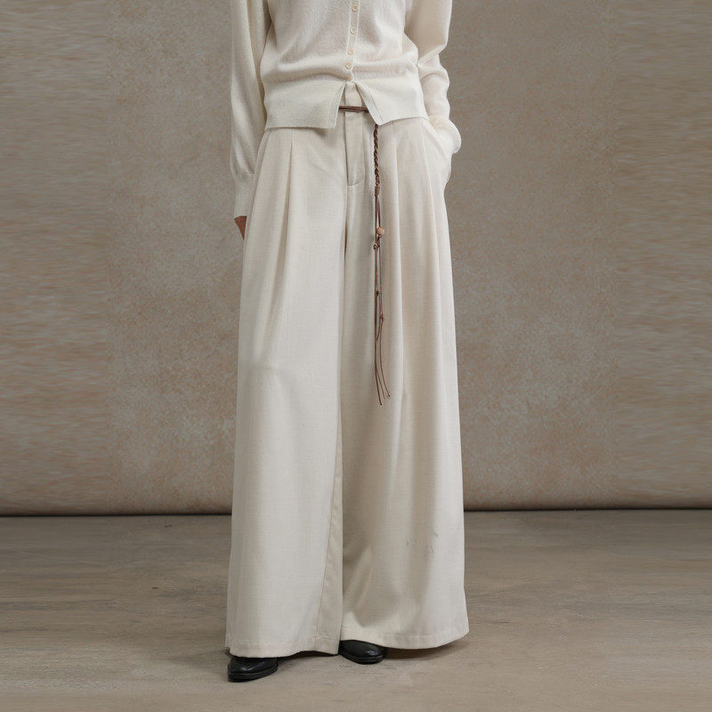 黑标BAIZHUO商场同款25冬新款松弛感小白裤垂坠通勤长裤AZ