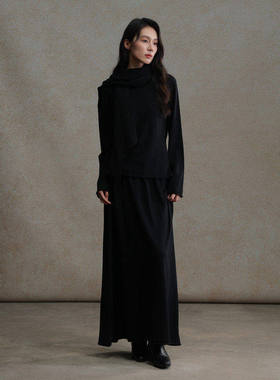 黑标BAIZHUO商场同款25冬新款围巾+半高领毛衫+半裙套装AZ54TZ198