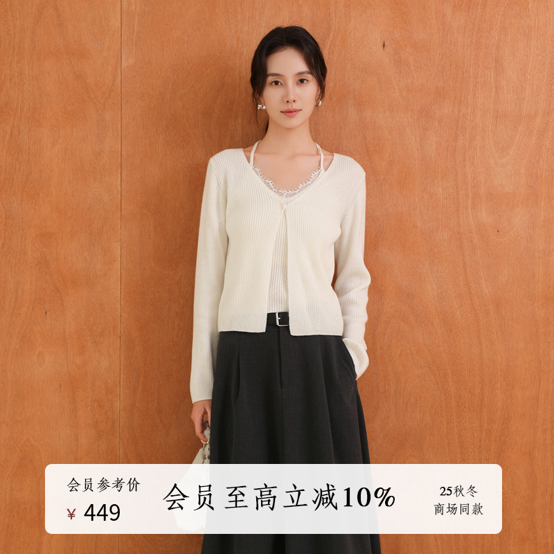 AIRIQI25秋新款假两件针织衫