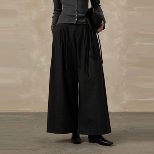 黑标BAIZHUO商场同款26春新款系绳打褶宽松休闲阔腿裤女AZ61CK022