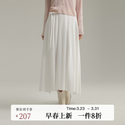 AIRIQI春季新款A字压褶半身裙