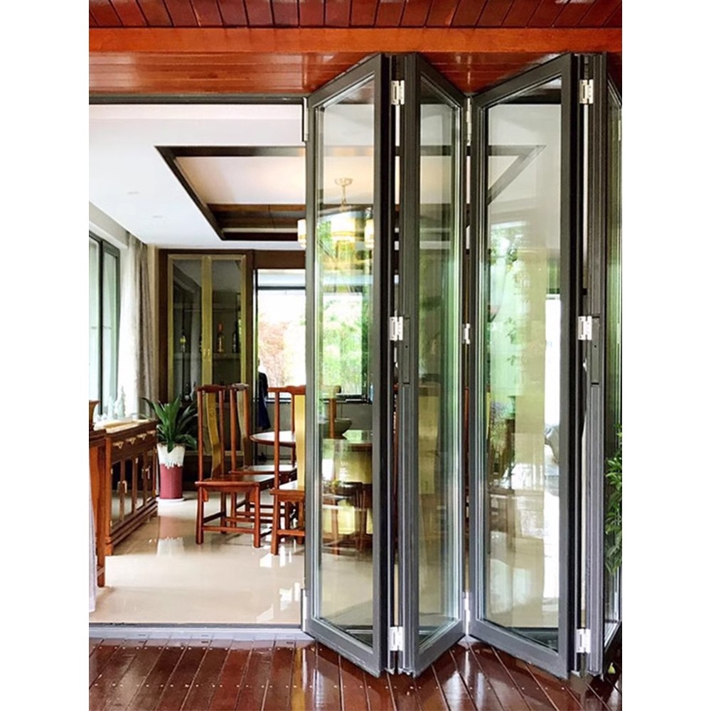 新款铝合金折叠门阳台隔断开隐形推拉门商铺门面无地轨移门