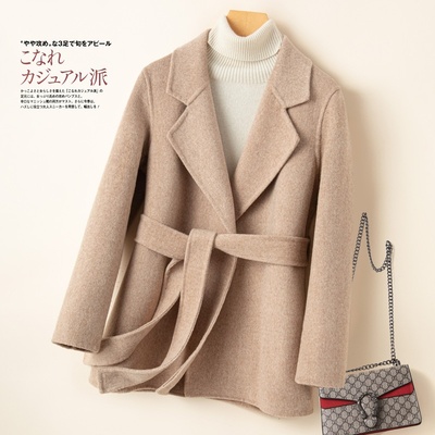 西装双面羊绒大衣女2023年春季新款高端小个子宽松毛呢外套秋冬款