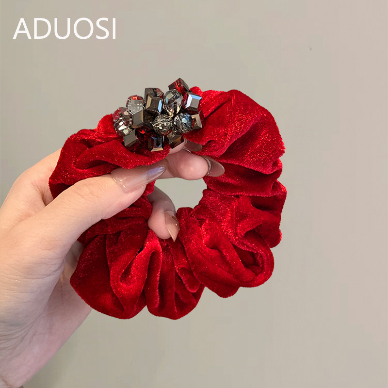 高级感水晶串珠头绳红色丝绒大肠发圈头绳女秋冬新款马尾发绳发饰,饰品/流行首饰/时尚饰品新,发饰,淘宝优惠券,粉丝福利购,淘宝优惠卷