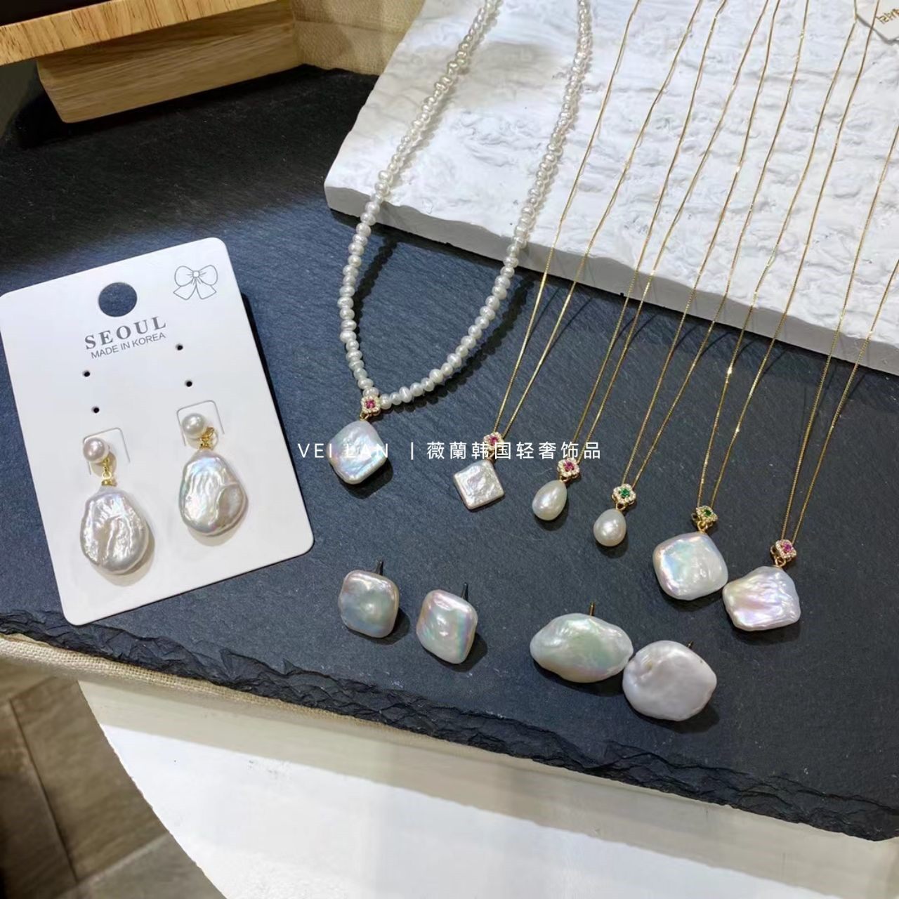 巴洛克异形珍珠项链925银锁骨链