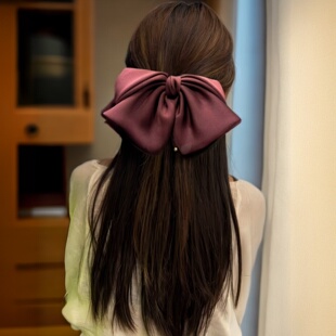 韩国缎面大蝴蝶结发夹高级感弹簧夹头花发卡顶夹发饰马尾夹女头饰
