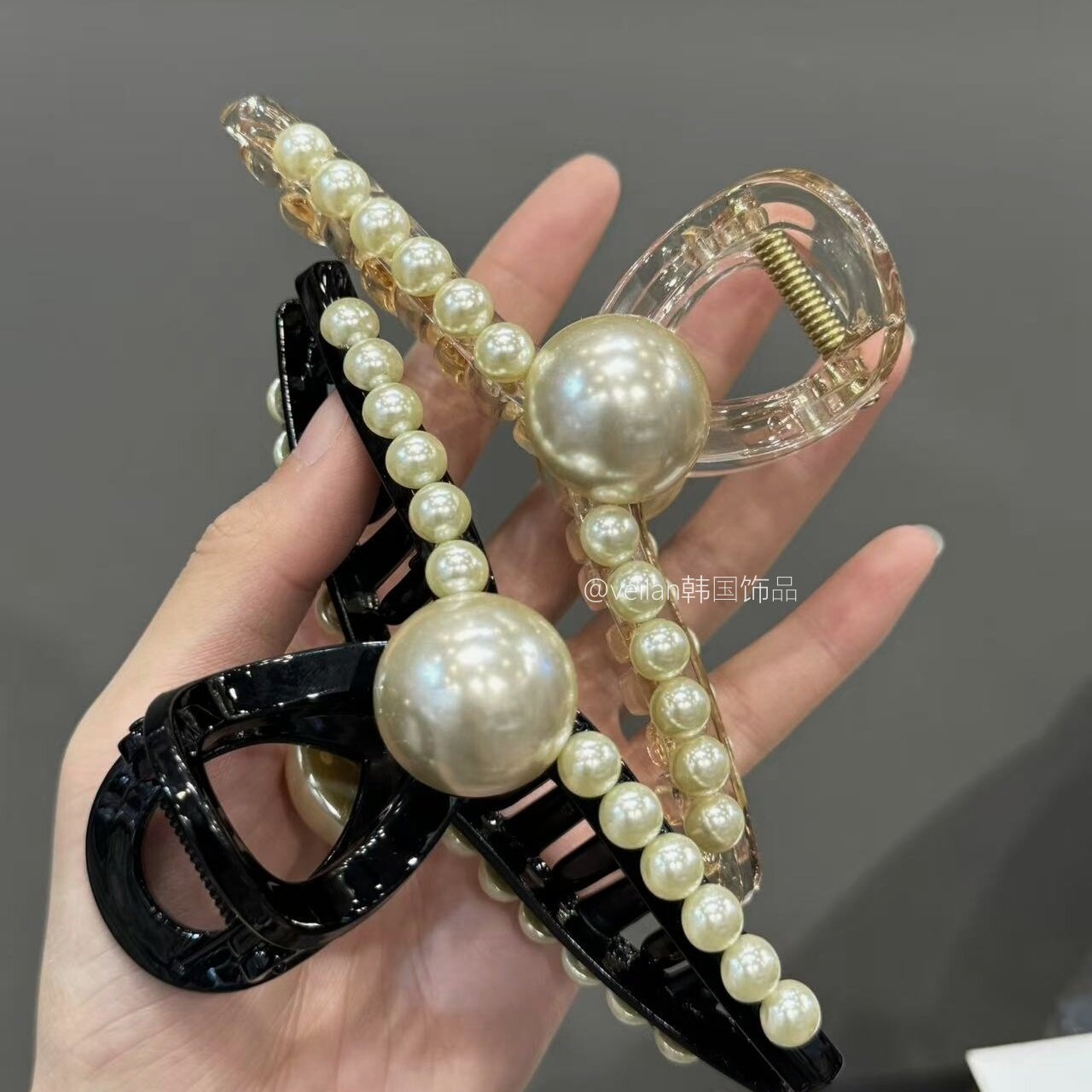 韩国进口大号珍珠抓夹女新款高级感后脑勺发量多鲨鱼夹子发饰发抓