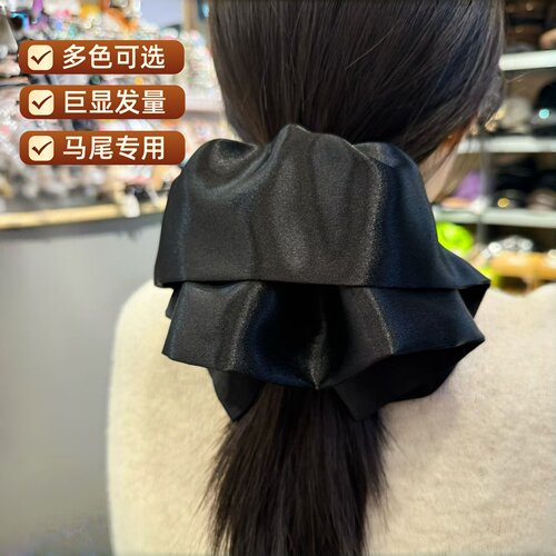 韩国进口黑色缎面蝴蝶结抓夹头饰