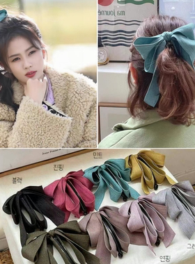 奔跑吧白鹿同款蓝色大蝴蝶结香蕉夹高马尾发卡竖夹头饰防滑马尾夹