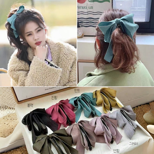 奔跑吧白露同款蓝色蝴蝶结香蕉夹