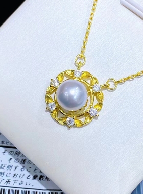 日式进口配件精工珍珠吊坠金色女