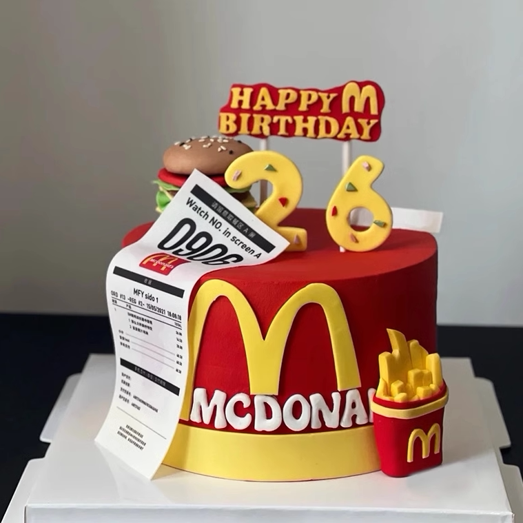 网红鸡蛋汉堡薯条麦当娜男孩女孩生日蛋糕北京同城配送
