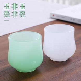 玉瓷建盏品茗单杯琉璃功夫 W6RT雅辞坊翡翠绿主人茶杯个人中式