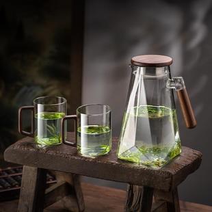 中式 凉水壶玻璃耐高温大容量冷水杯子家用泡茶扎壶装 水冷水壶套装