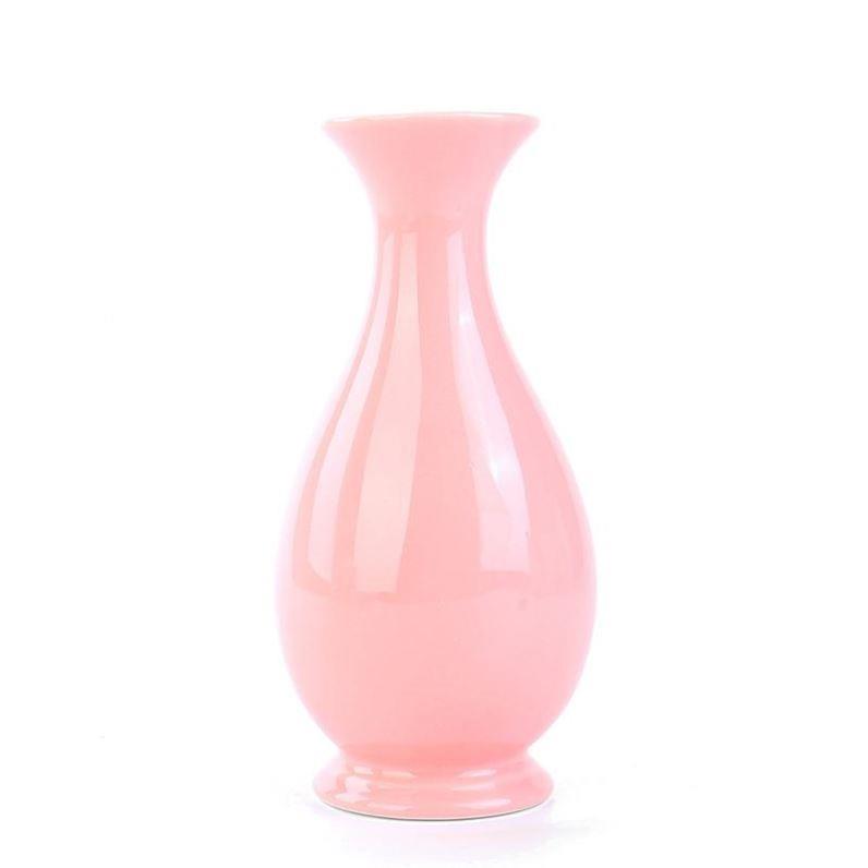 in风厅陶瓷小花瓶高级感件客插花摆设摆粉色郁金香鲜s色釉美人花