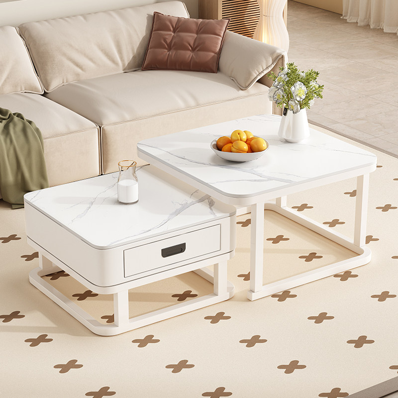 岩板茶几奶油风现代简约方形