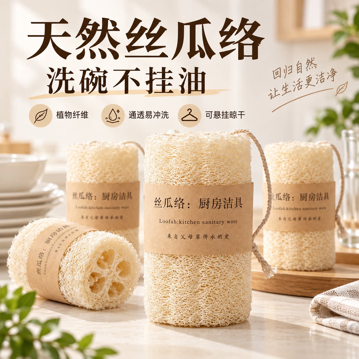 丝瓜络洗碗天然丝瓜瓢刷碗刷锅神器不易沾油可压缩易清洗百洁布