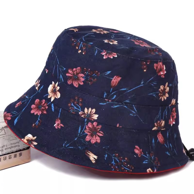 中年女士帽子春夏时装帽碎花盆帽老人帽中年女帽春秋休闲妈妈帽子