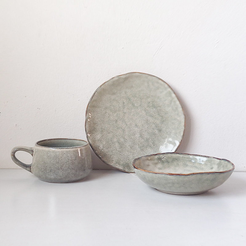 侘寂风餐具古朴日式菜盘牛排盘凉菜盘复古餐厅个性碗盘杯 微瑕