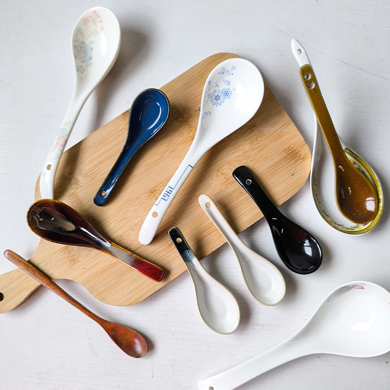 创意圆头日式家用精致长柄小汤勺