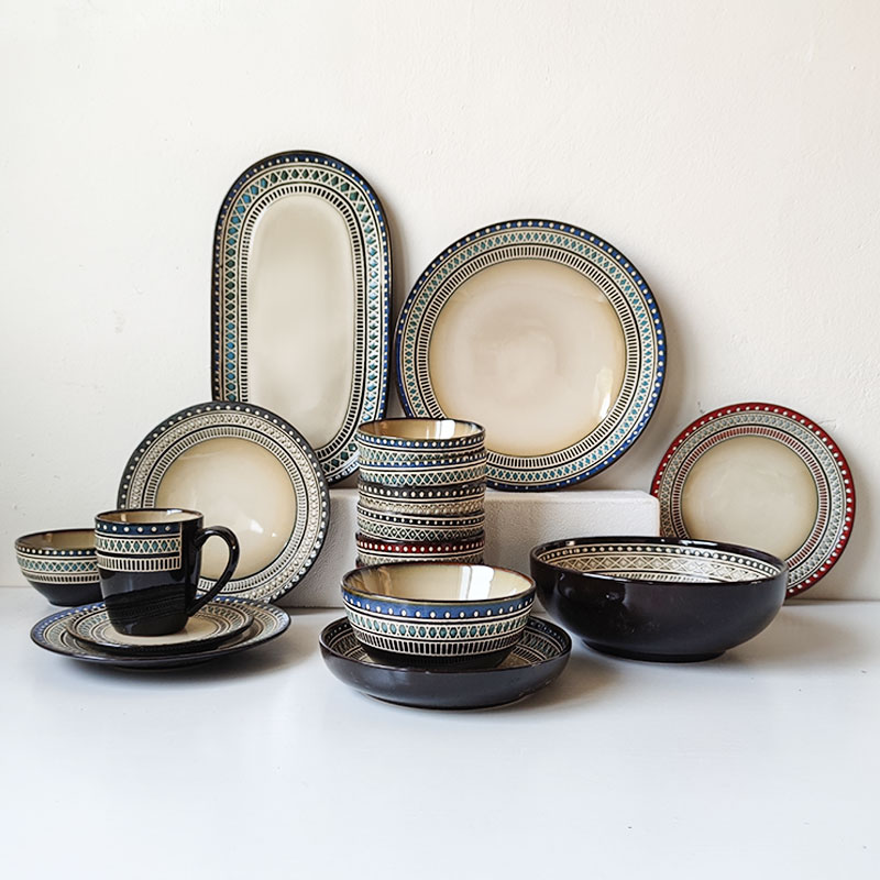 手绘浮雕挪威森林8英寸浅盘